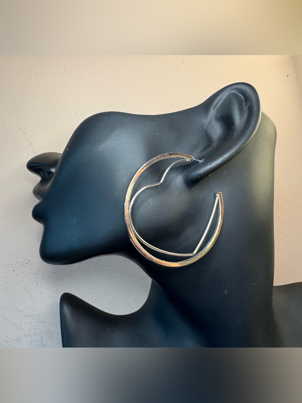 Classic Silver-Tone Double-Hoop Heart Earrings